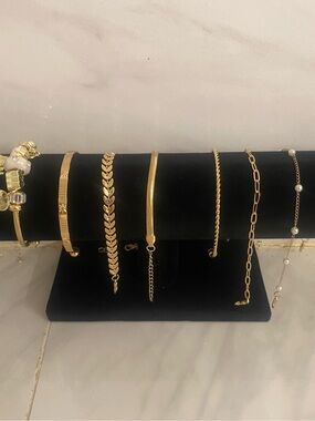 Gold Tone Mixed Bracelet Set for Women